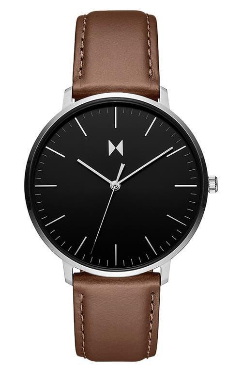 MVMT Mens Legacy Slim Panther Black Leather Strap Watch Product Image