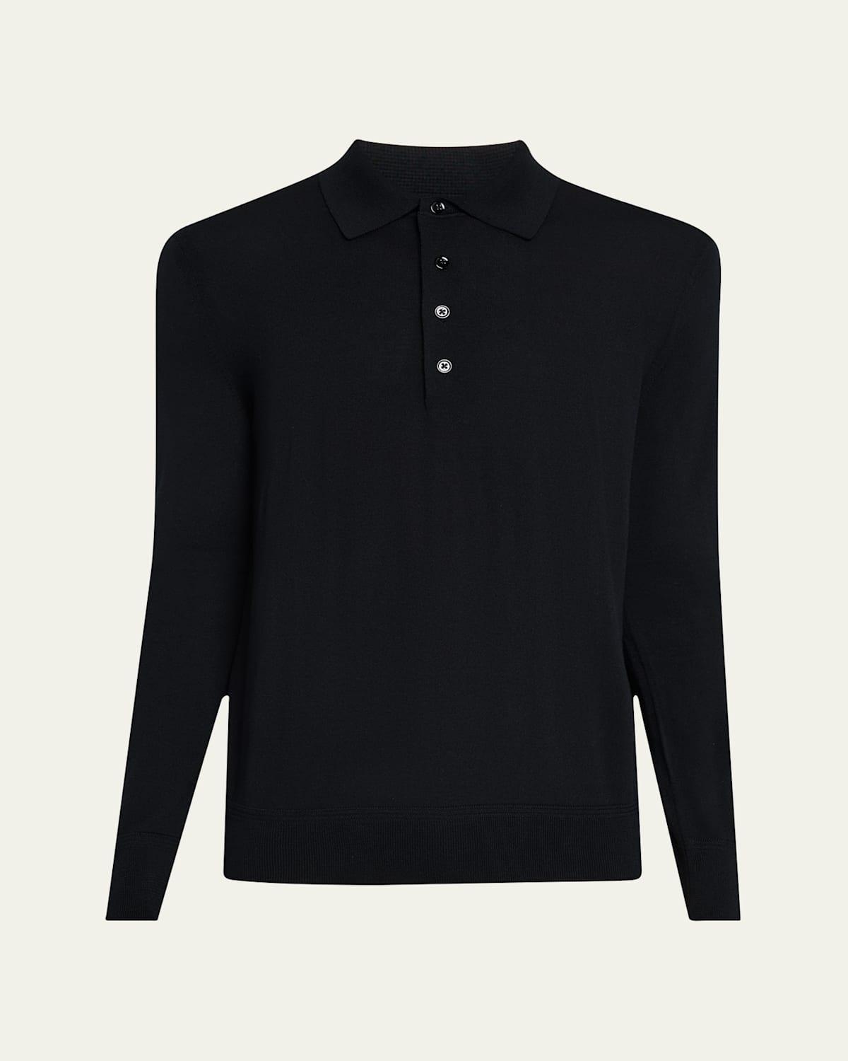 Mens Fine Gauge Wool Polo Sweater Product Image