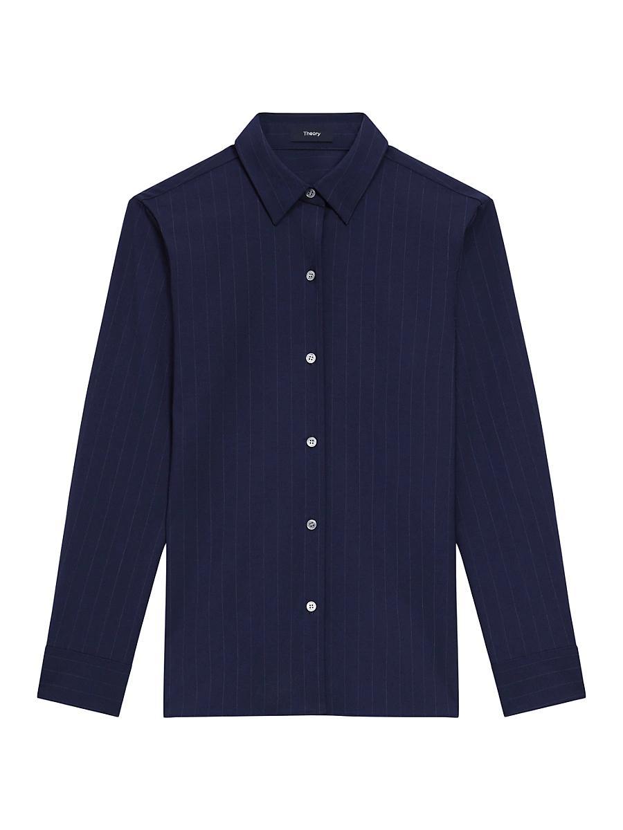 Womens Pinstripe Button-Front Shirt Product Image