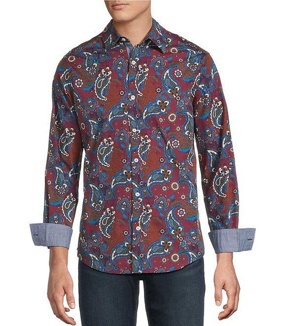 Cremieux Premium Denim Paisley Stretch Long Sleeve Woven Shirt Product Image