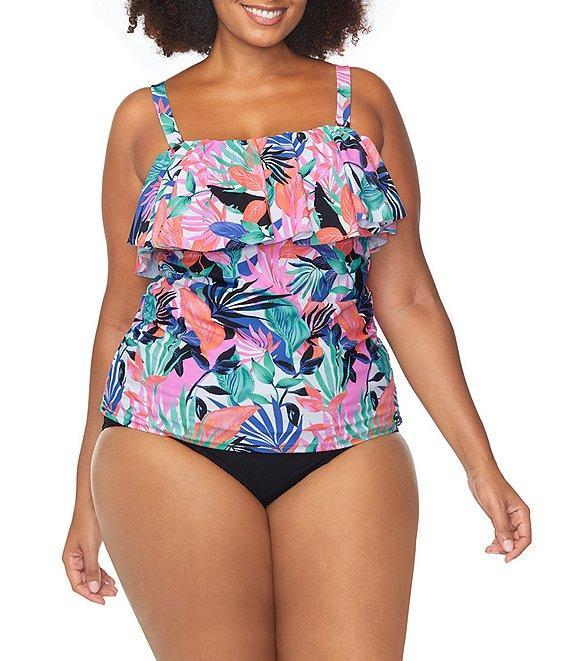 Raisins Curve Plus Size Malo Solid High Waist Shirred Swim Bottom Product Image