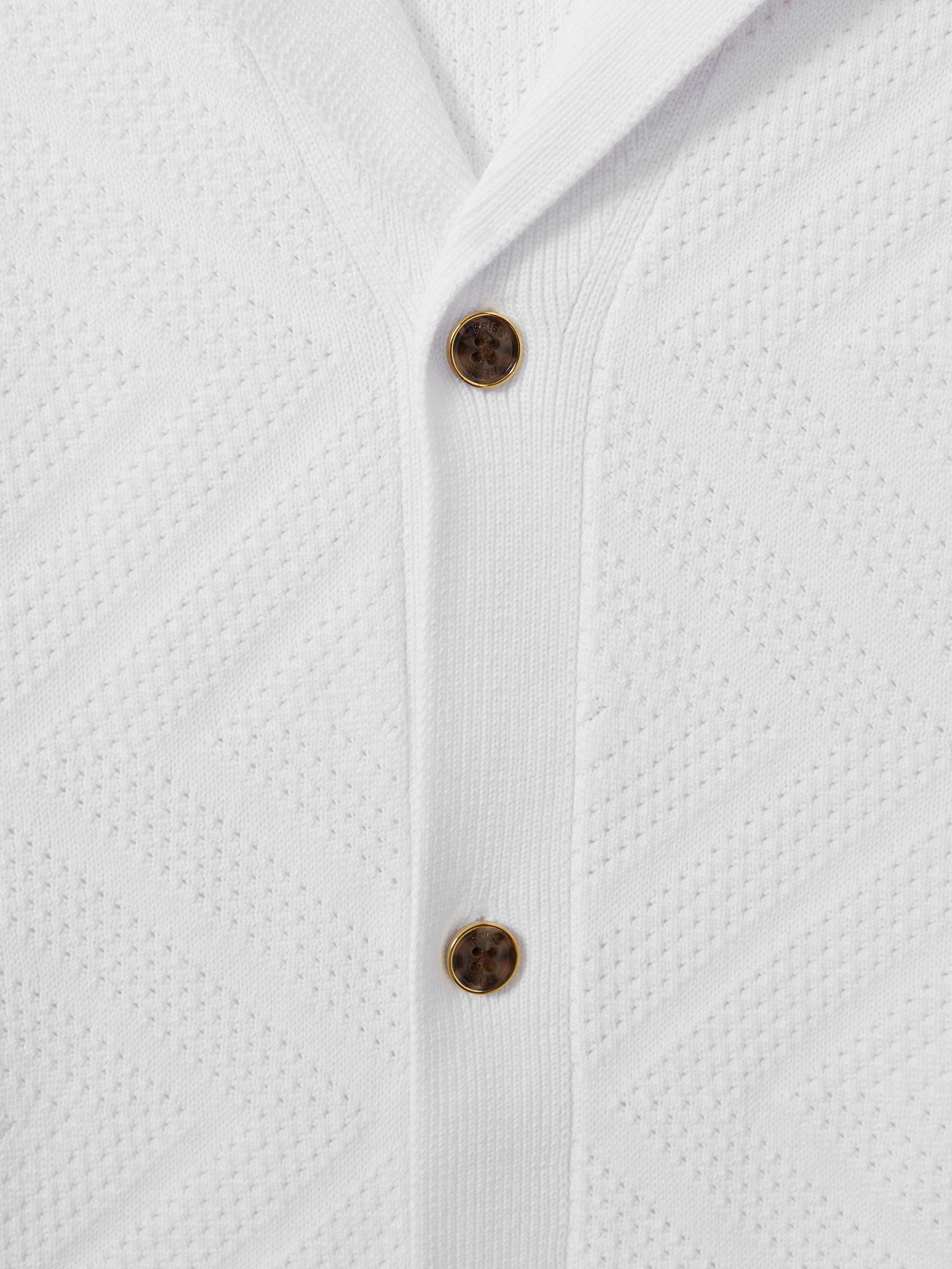 Cuban Collar 100% Cotton Shirt in White Product Image
