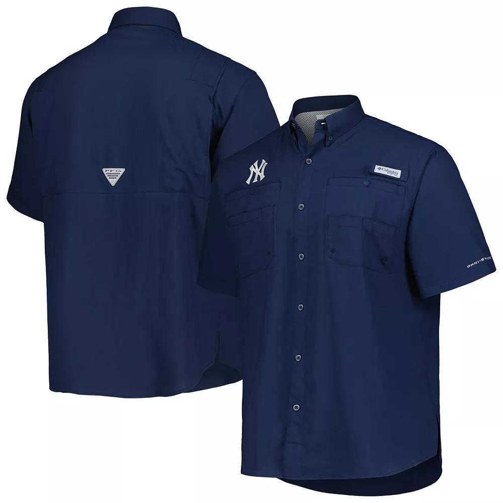 Men's Columbia Navy New York Yankees Tamiami Omni-Shade Button-Down Shirt, Size: Medium, Blue Product Image