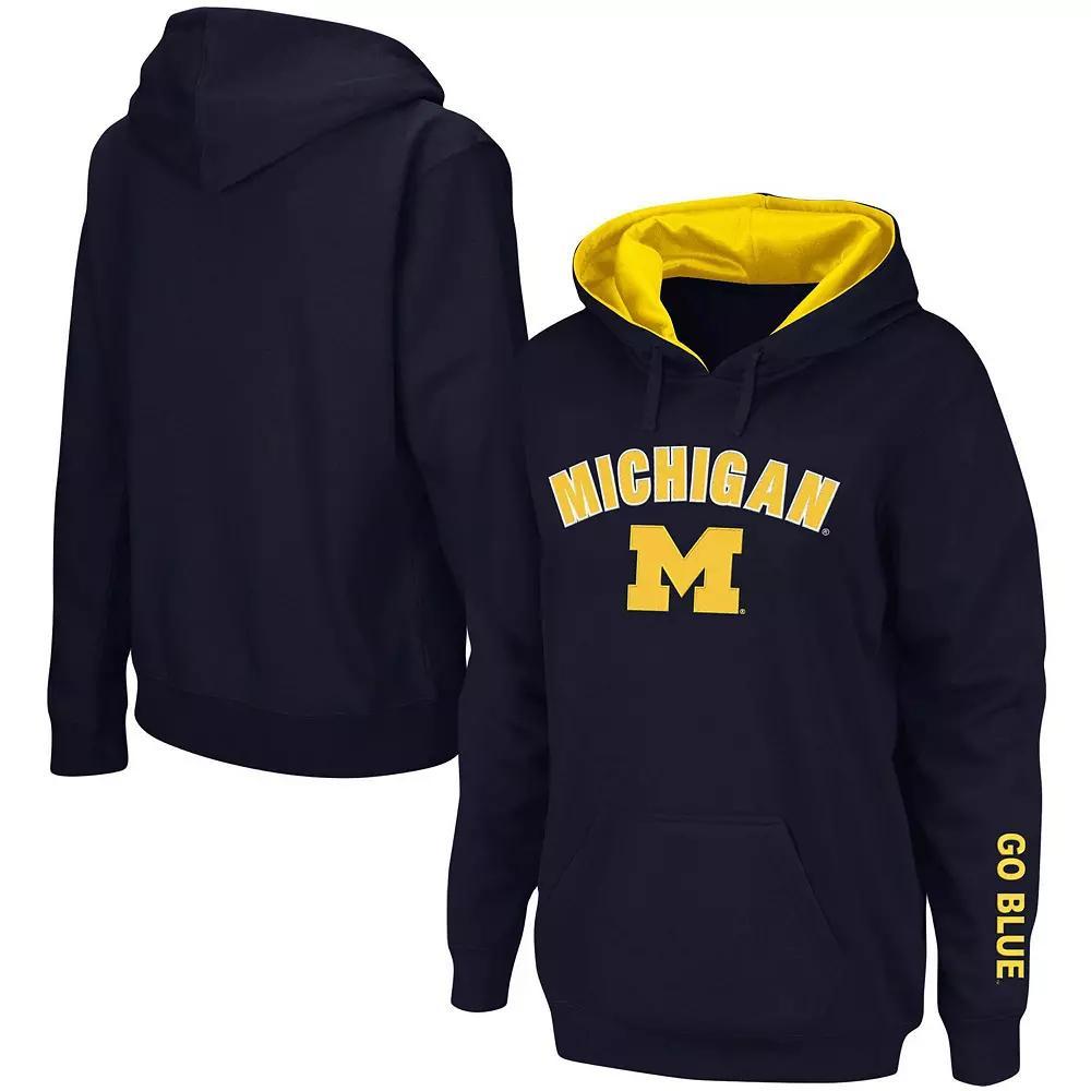 Women's Navy Michigan Wolverines Arch & Logo 1 Pullover Hoodie,  Product Image