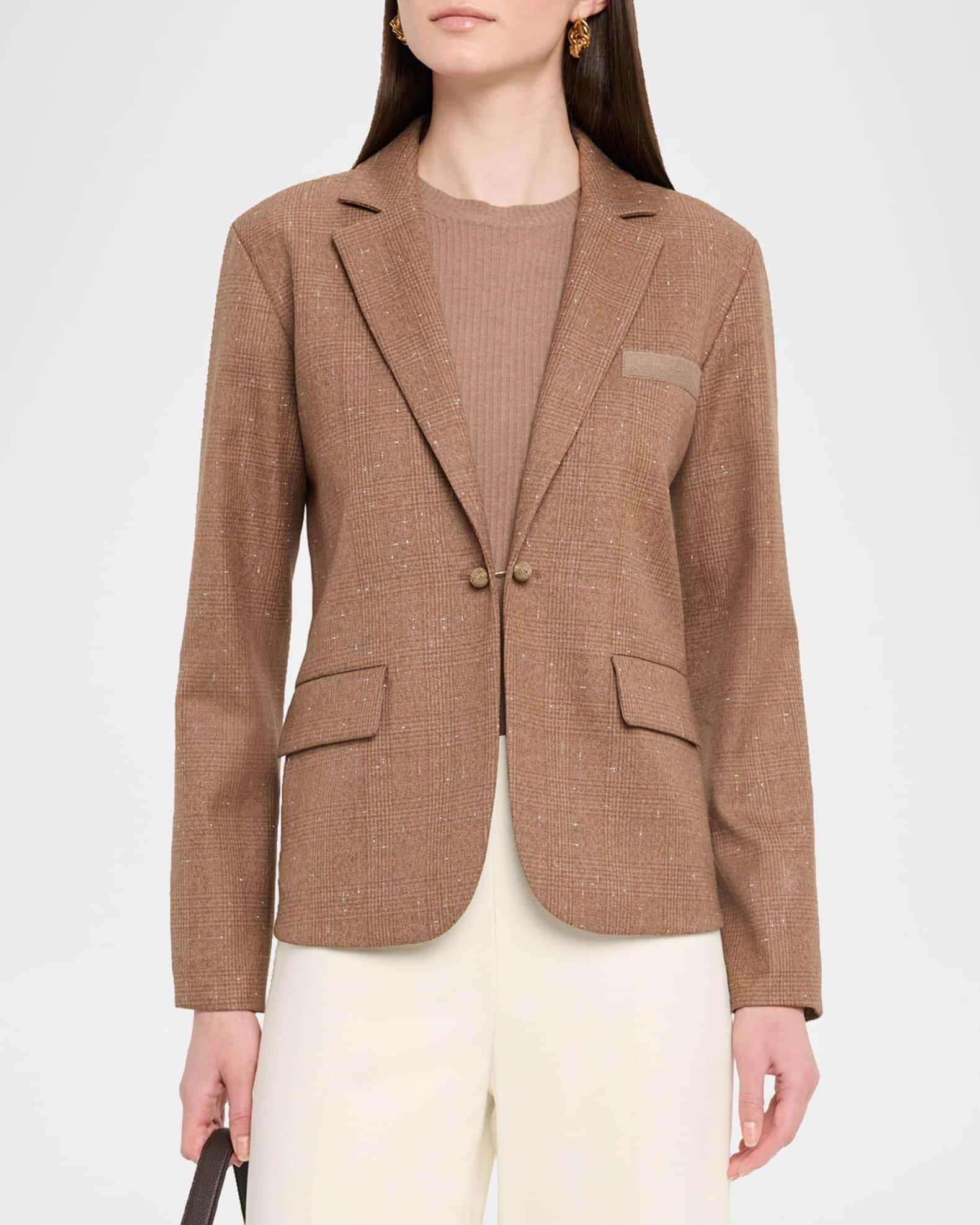 Single-Button Mixed Media Blazer Product Image