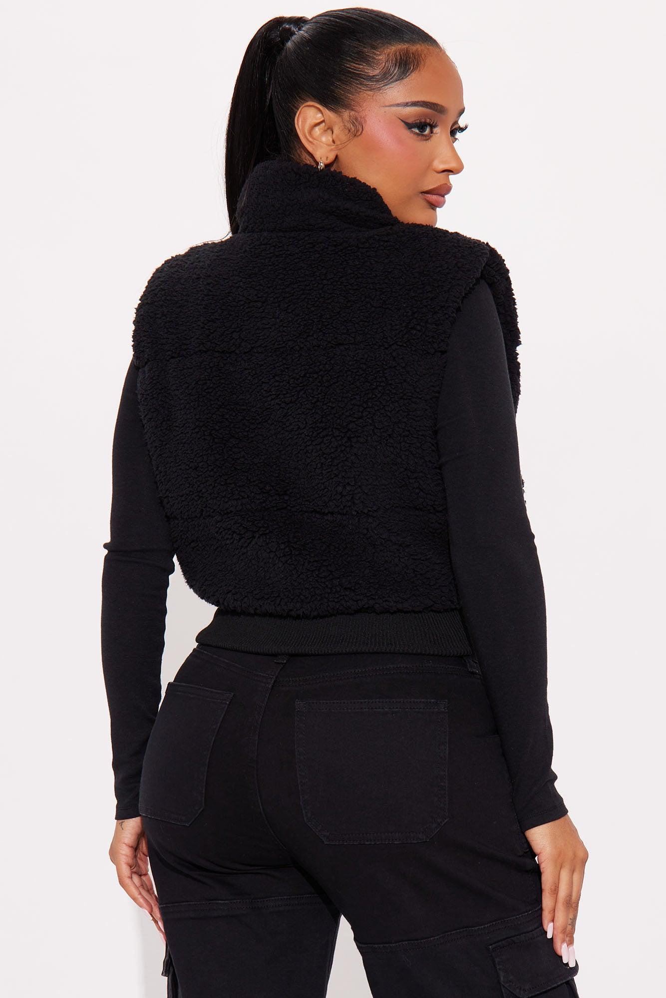 Kiara Sherpa Puffer Vest - Black Product Image