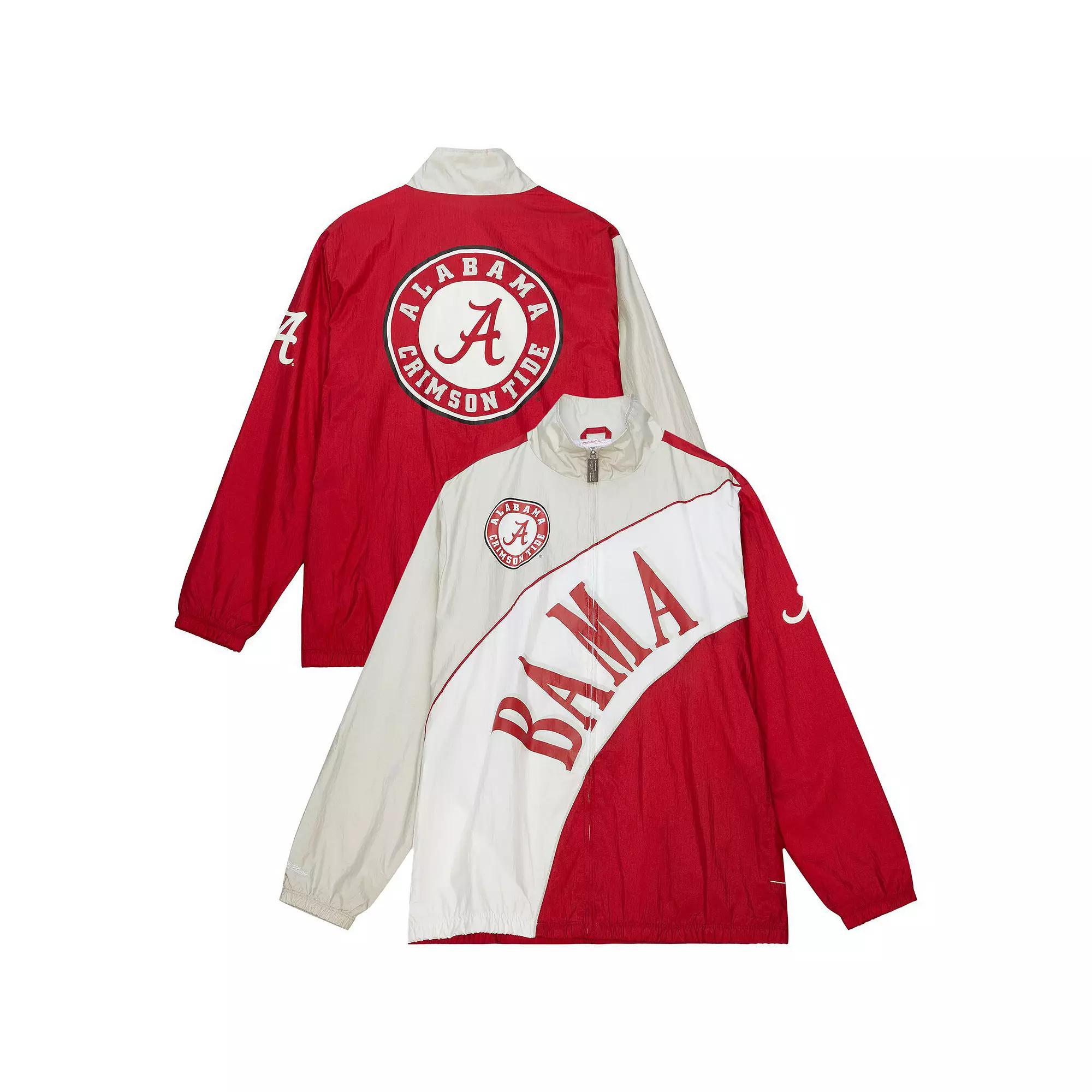 Men's Mitchell & Ness  Crimson/Cream Alabama Crimson Tide Arched Retro Lined Full-Zip Windbreaker Jacket, Size: Large, Red Product Image