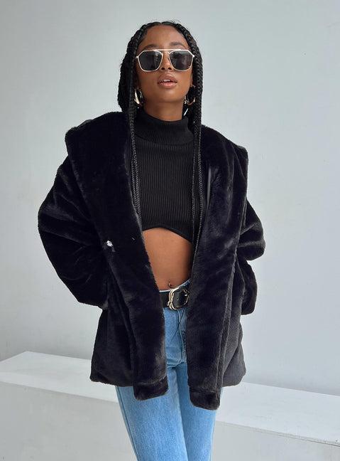 Dune Faux Fur Jacket Black Product Image
