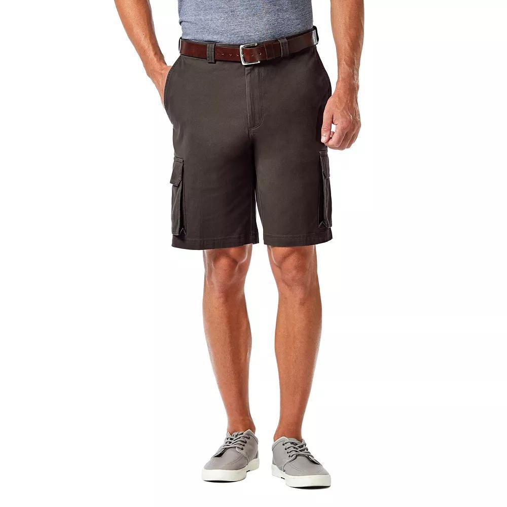 Men's Haggar® 10" Straight-Fit Stretch Cargo Flat-Front Shorts, Size: 44, Grey Product Image