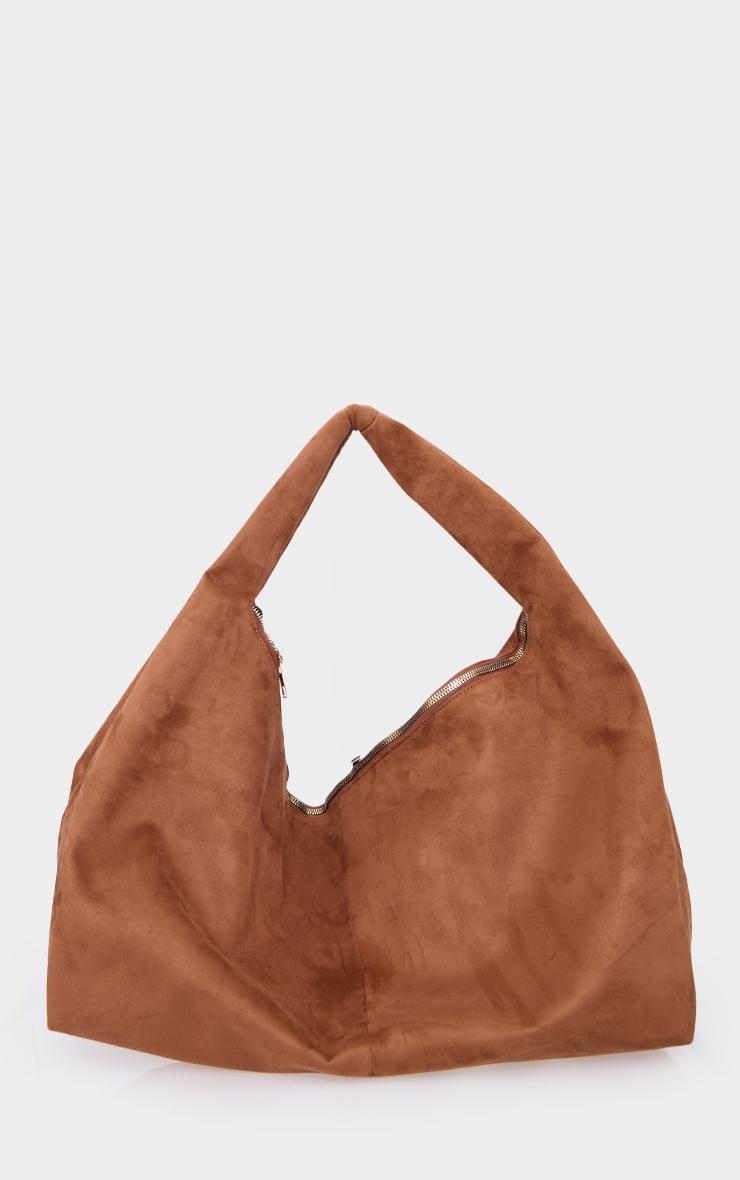 Tan Faux Suede Oversized Slouchy Tote Bag Product Image