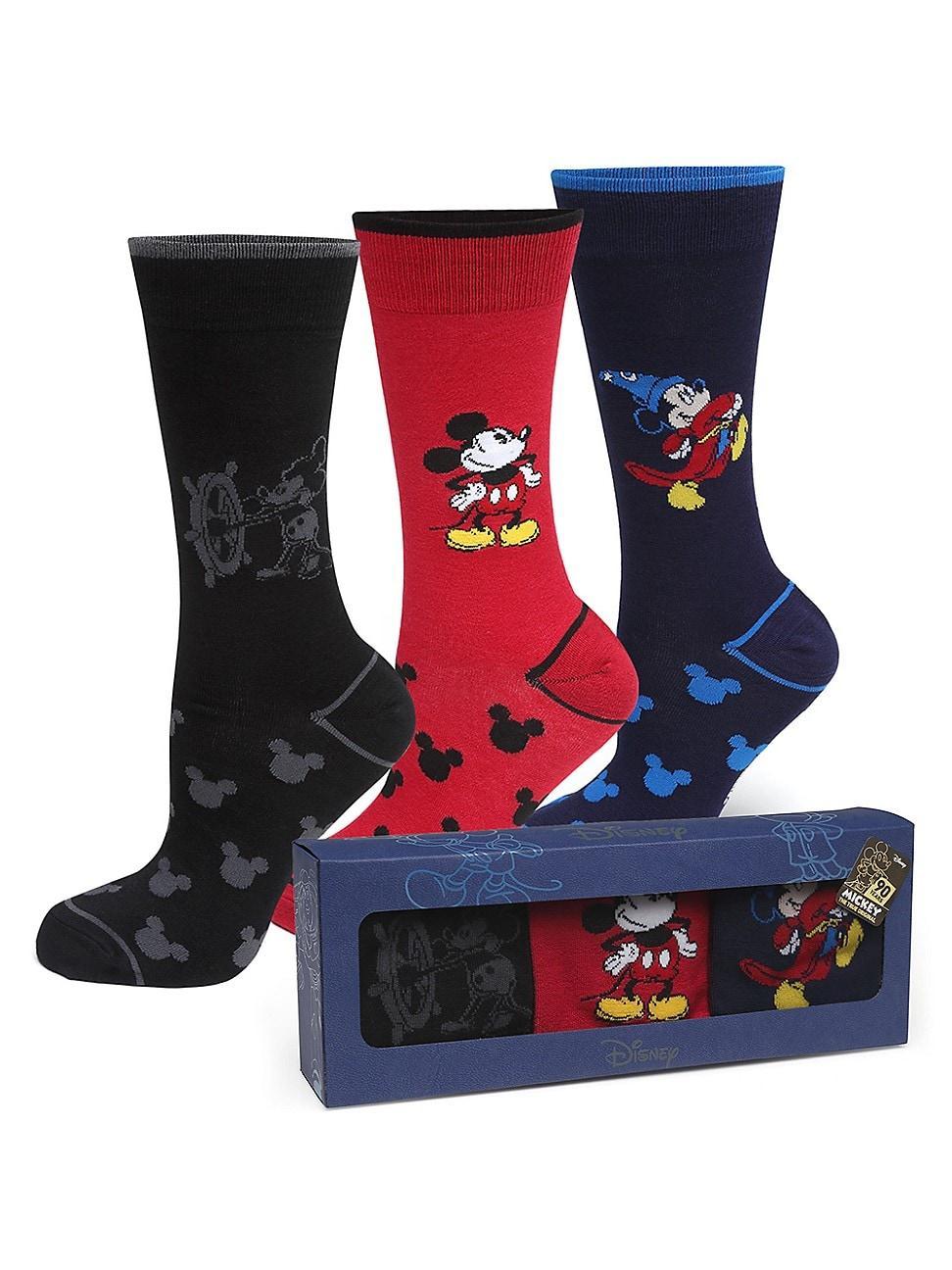 Mens 90th Anniversary Mickey Mouse Disney Socks in 3 Pack Product Image