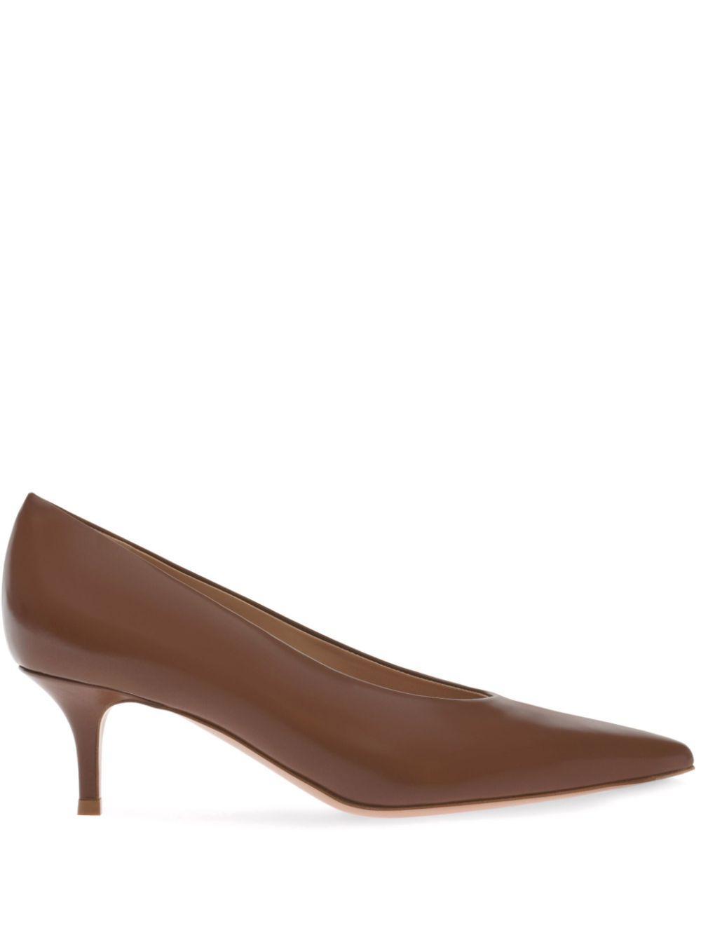 GIANVITO ROSSI Tokio Calfskin Kitten-heel Pumps In Brown Product Image