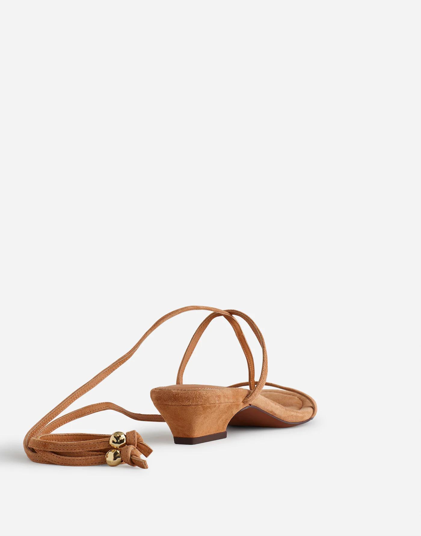 The Maycie Lace-Up T-Strap Sandal in Suede Product Image