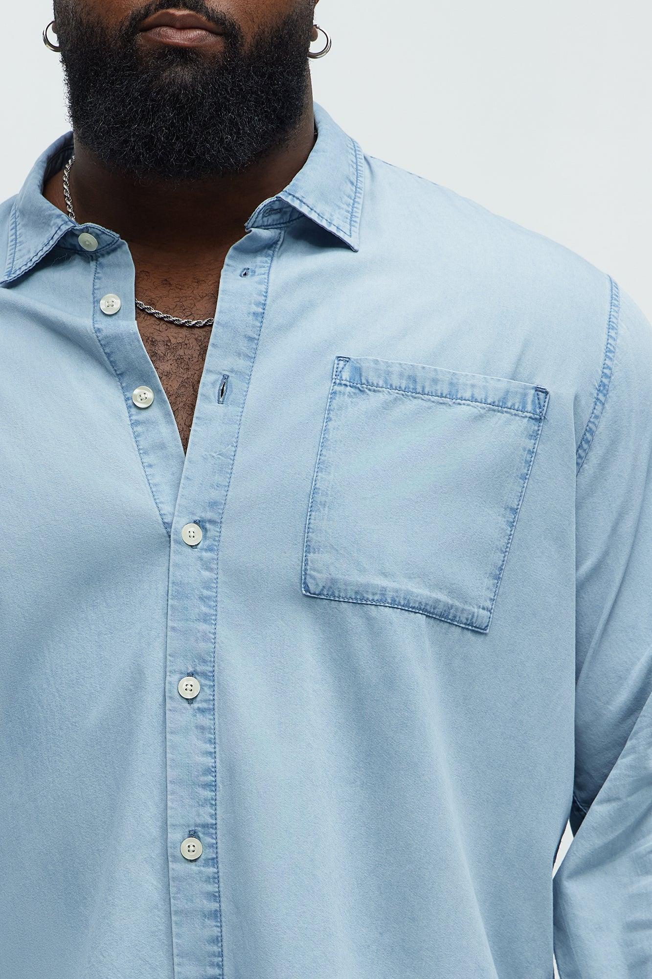 Chambray Long Sleeve Shirt - Light Wash Product Image