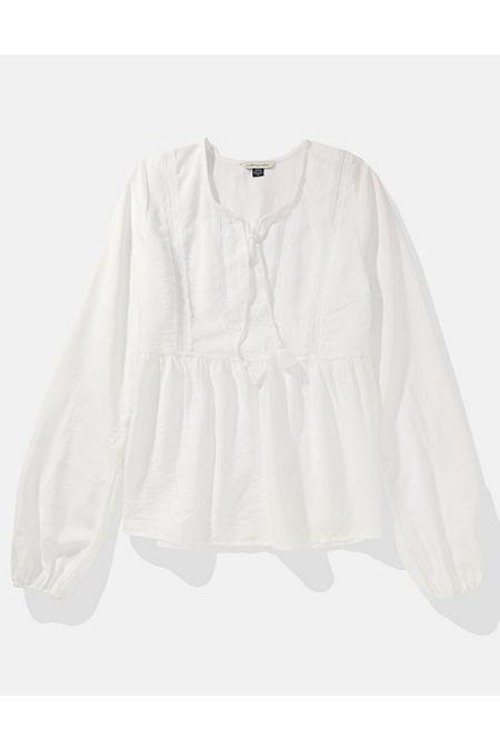 AE Tie-Front Long-Sleeve Peasant Top Womens Product Image