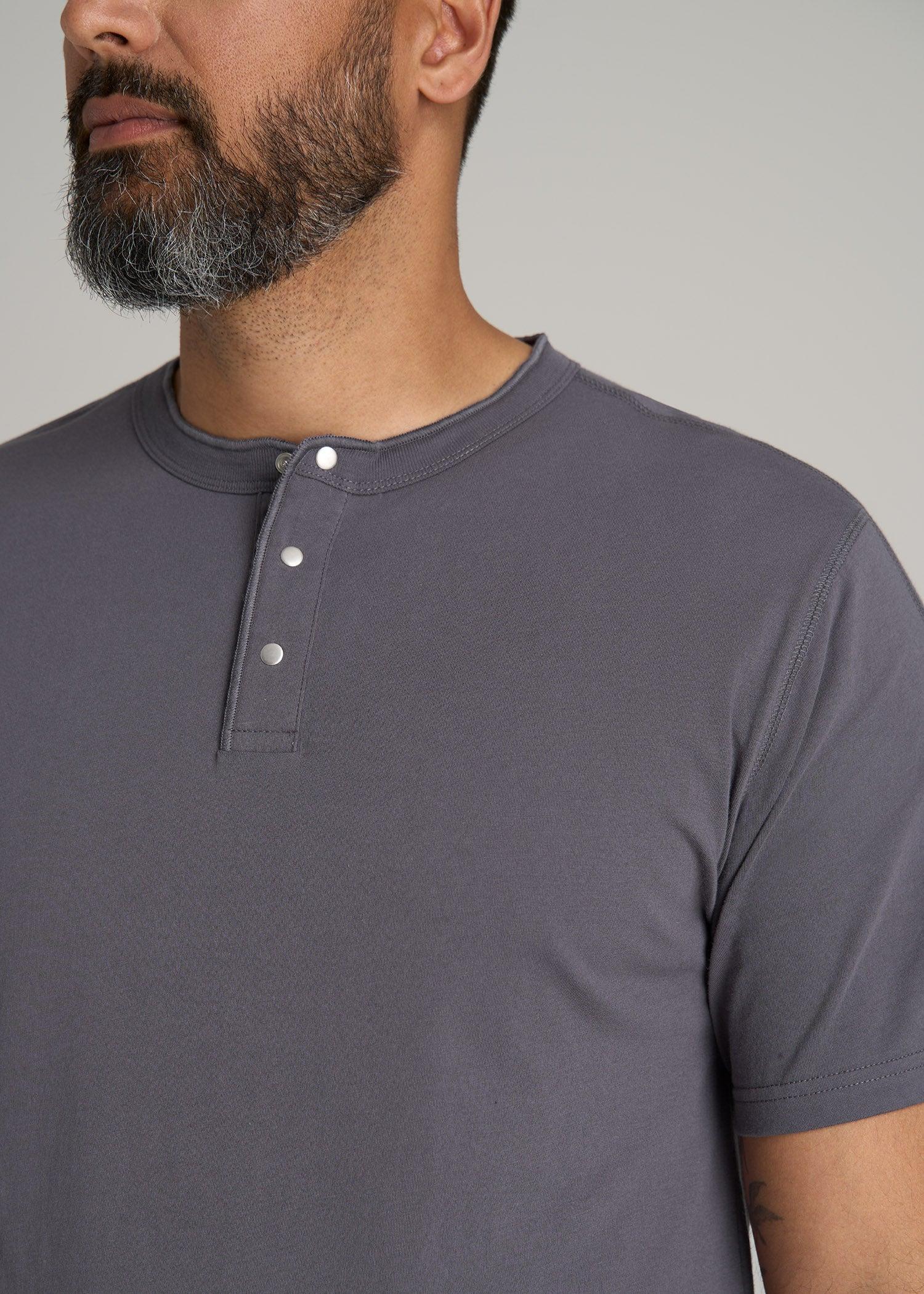 LJ&S REGULAR-FIT Jersey Henley Tee for Tall Men in Asphalt Product Image
