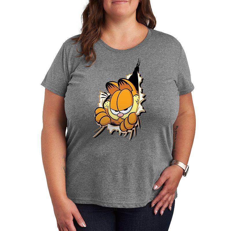 Plus Garfield Peeking Out Graphic Tee, Women's,  Product Image