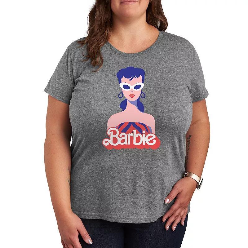 Plus Barbie® Red Logo Graphic Tee, Women's, Size: 1XL, Grey Gray Product Image