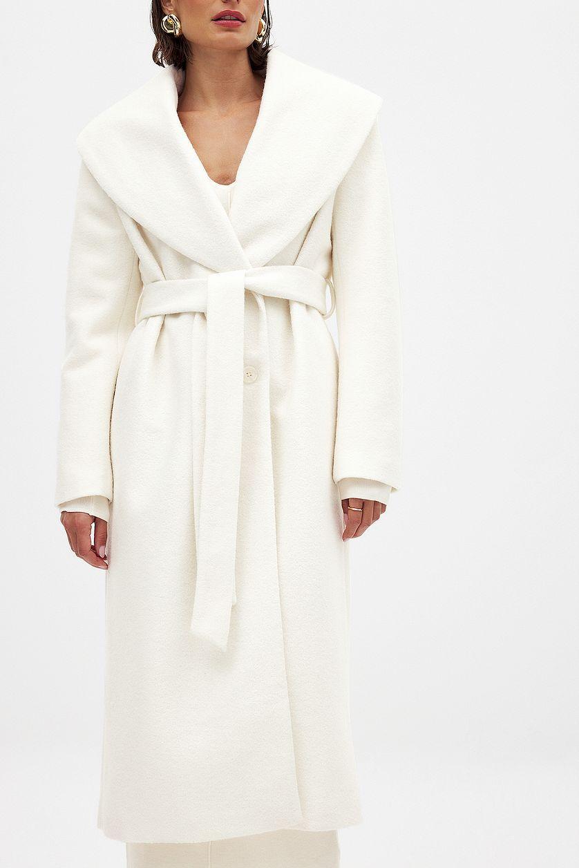Wool Blend Wide Collar Maxi Coat Product Image