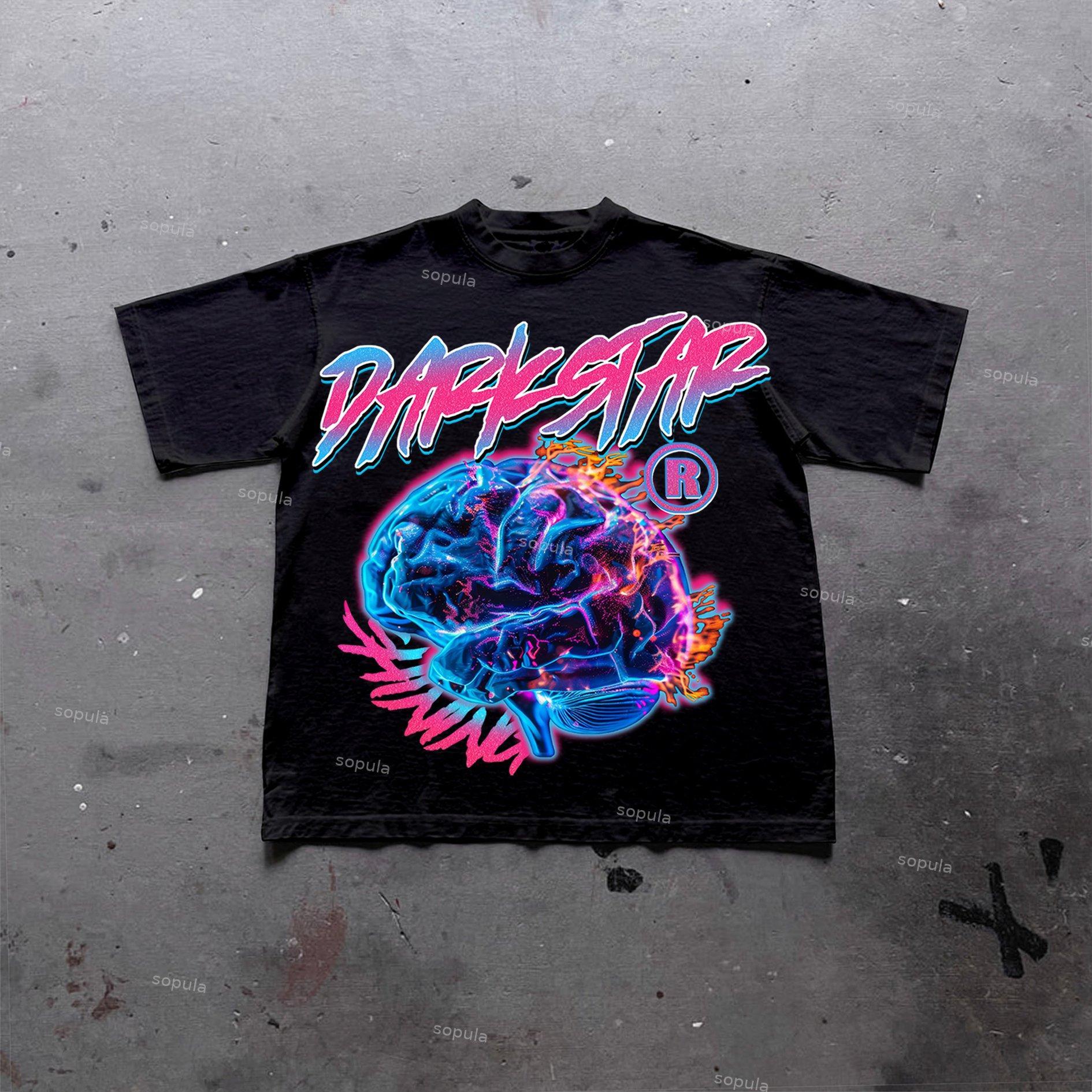 Sopula Darkstar Fun Color Brain Graphic Print Cotton T-Shirt Product Image