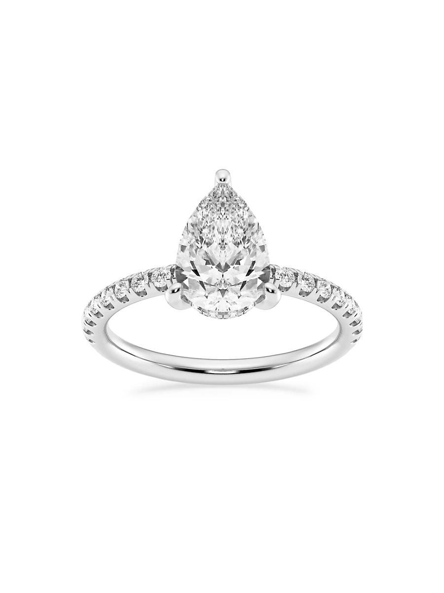 Womens Platinum & Pear-Cut Lab-Grown Diamond Hidden Halo Ring/0.80-3.41 TCW Product Image