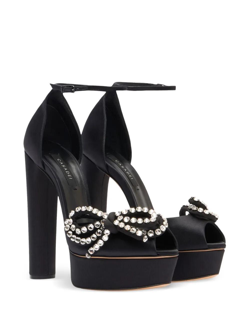 CASADEI Judith Flora Satin Platform Sandals - Woman Platforms Black 40 Product Image