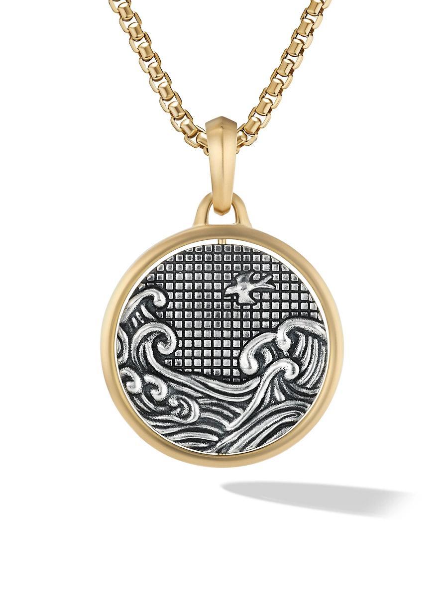 Mens Duality Pendant in Silver with 18K Gold, 30mm Product Image