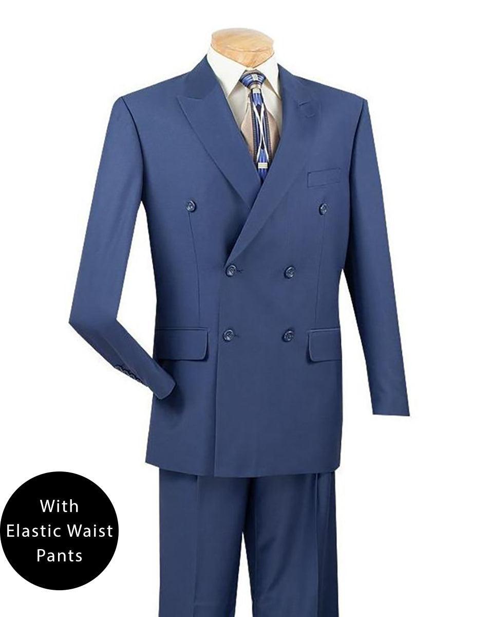 Ramses Collection - Blue Regular Fit Double Breasted 2 Piece Suit with Flexible Elastic Waistband Product Image