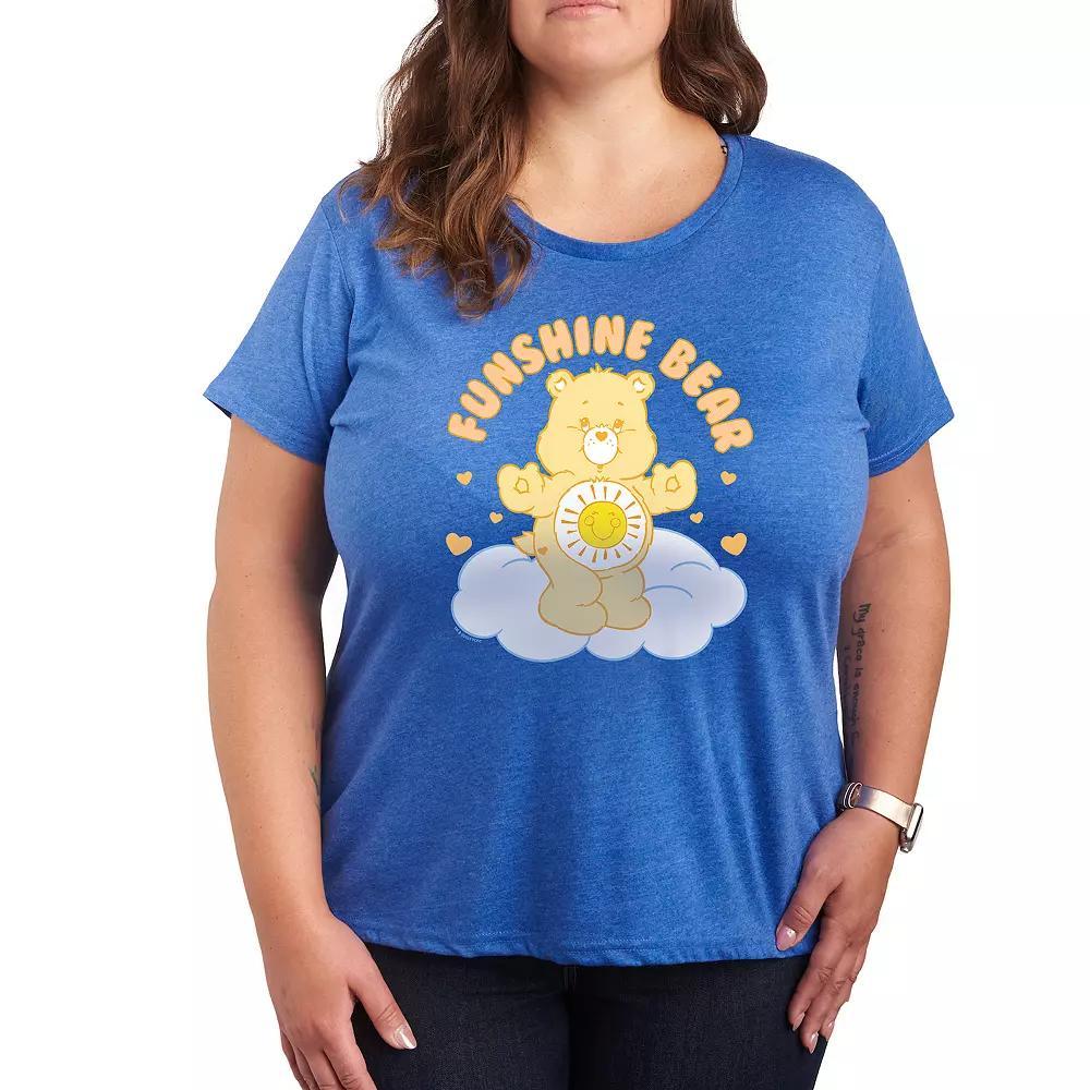 Plus Care Bears Funshine Bear Graphic Tee, Womens Grey Royal Blue Product Image