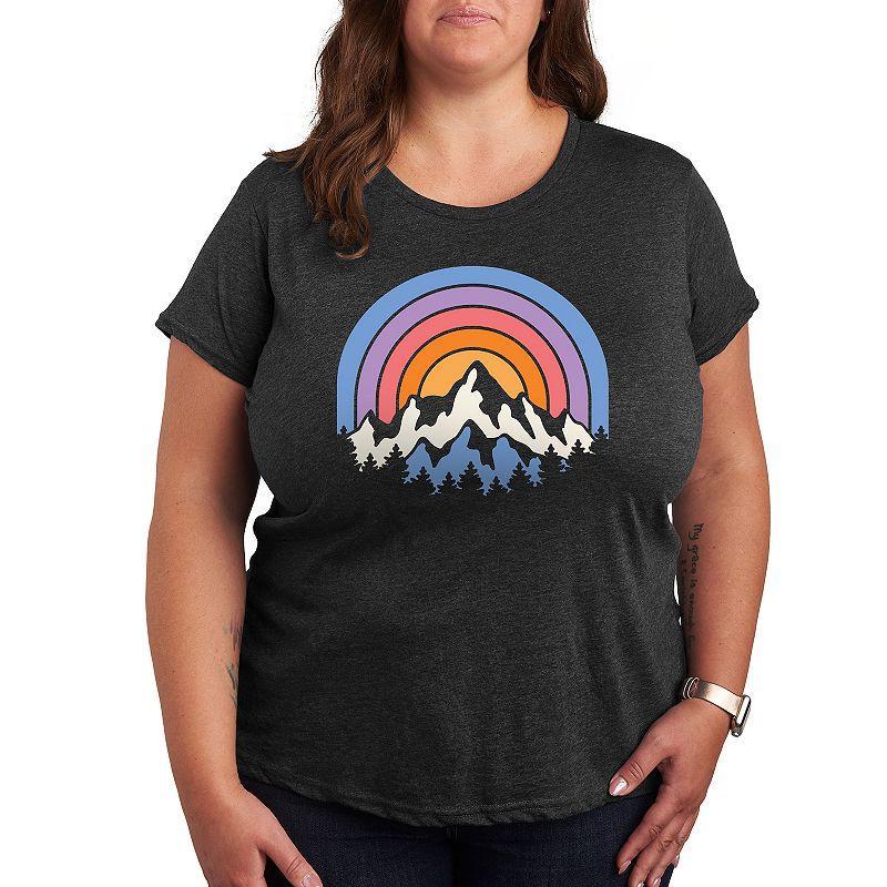 Plus Sunset Mountains Graphic Tee, Women's, Size: 3XL, Black Product Image