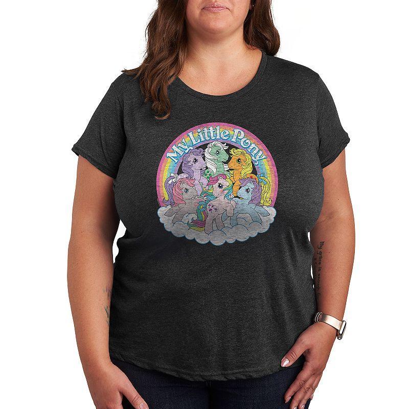 Plus My Little Pony Retro Group Graphic Tee, Women's, Size: 3XL, Grey Blue Product Image