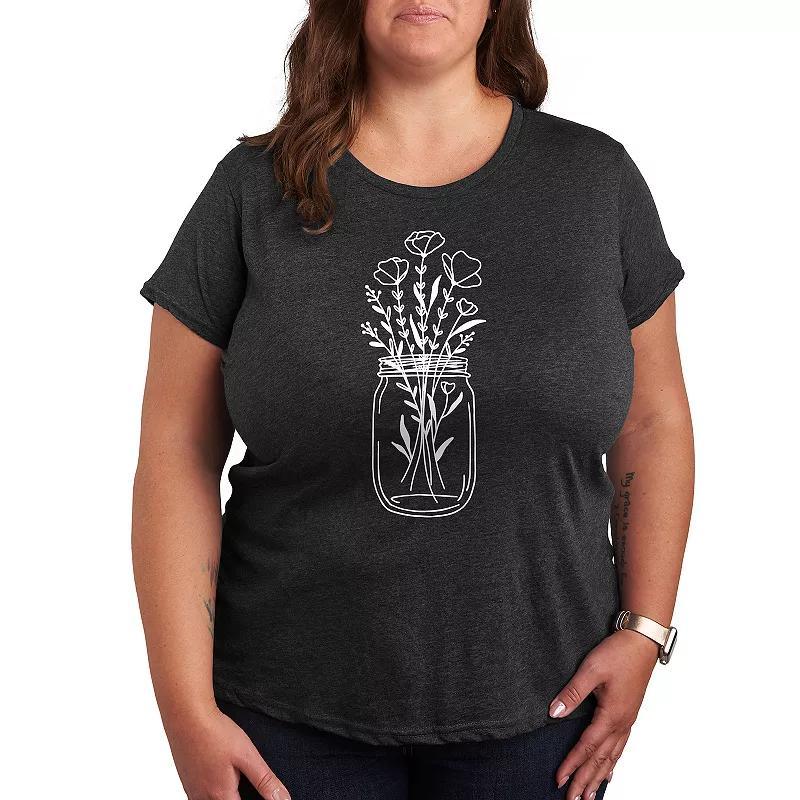 Plus Flowers In Mason Jar Graphic Tee, Womens Product Image