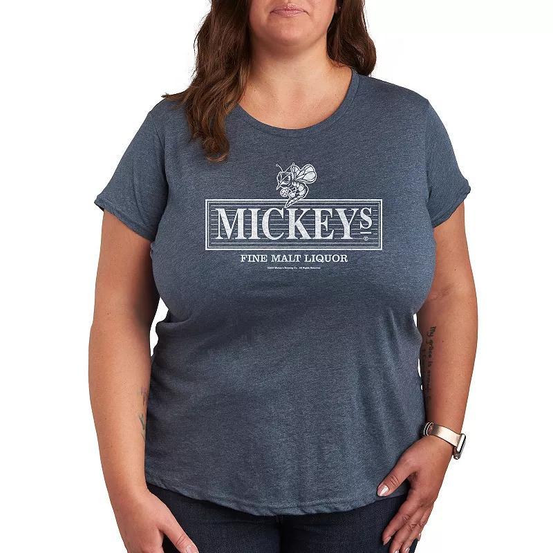 Plus Mickeys Vintage Logo Graphic Tee, Women's, Size: 3XL, Grey Blue Product Image