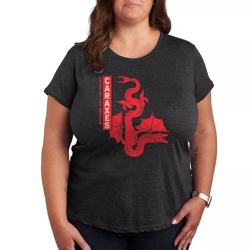 Plus House of the Dragon Caraxes Dragon Graphic Tee, Womens Heather Grey Product Image