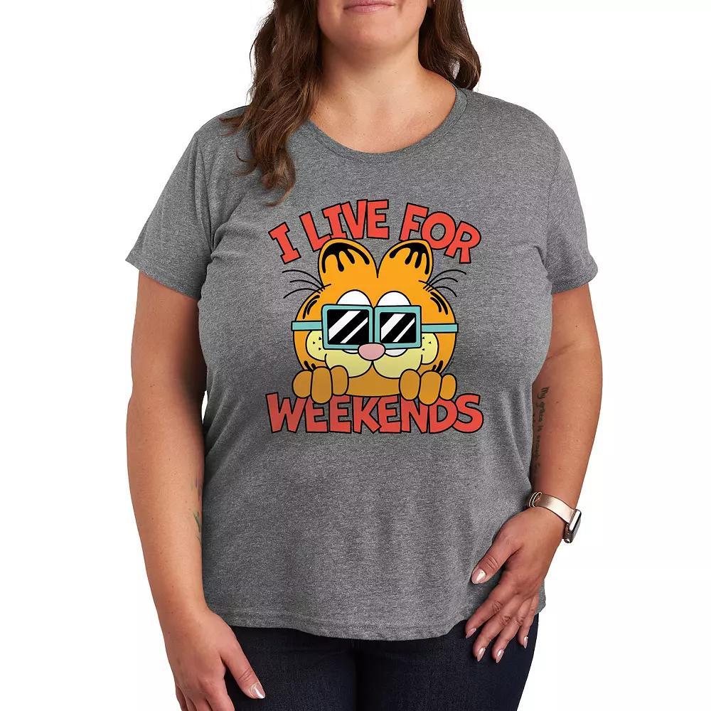 Plus Garfield I Live For Weekends Graphic Tee, Women's,  Product Image