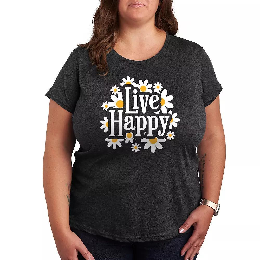 Plus Live Happy Daisies Graphic Tee, Women's,  Product Image