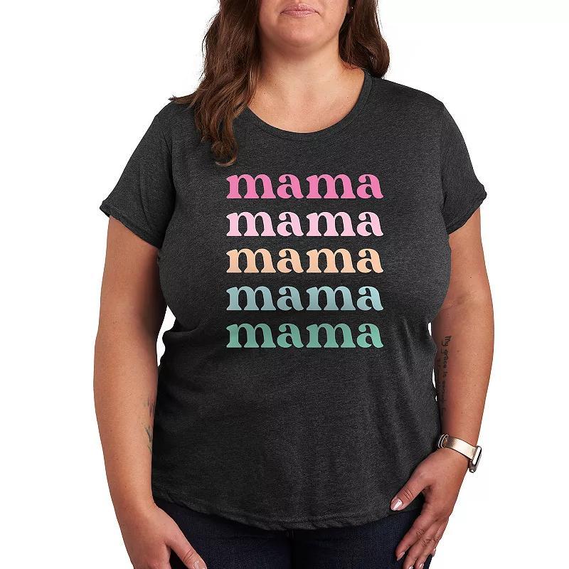 Plus Colorful Stacked Mama Graphic Tee, Women's, Size: 4XL, Heather Grey Product Image