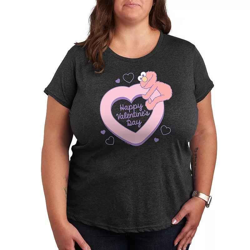 Plus Sesame Street Valentine's Day Graphic Tee, Women's, Size: 4XL, Heather Grey Product Image