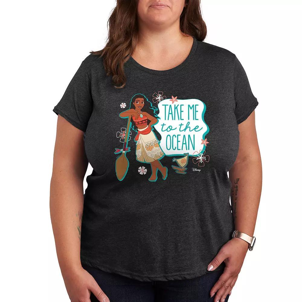 Disney Princess Moana Plus Ocean Graphic Tee, Women's, Size: 3XL, Heather Grey Product Image