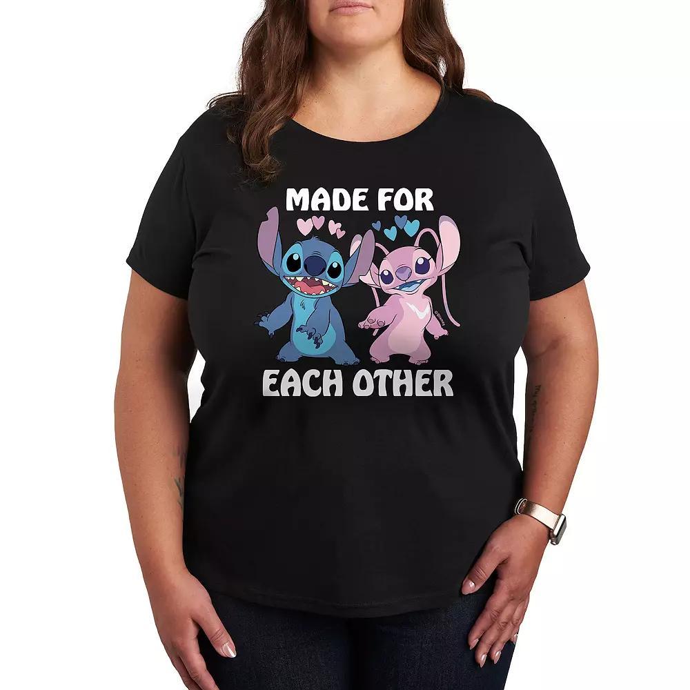 Disney's Lilo & Stitch Plus Made For Each Other Graphic Tee, Women's, Size: 1XL, Black Product Image