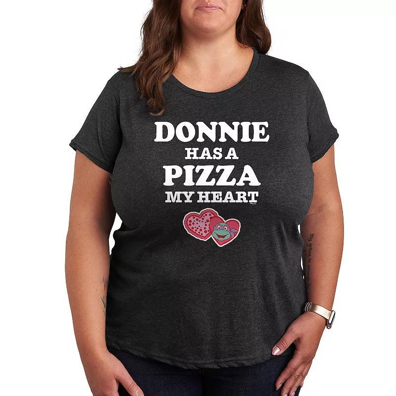 Plus Size Teenage Mutant Ninja Turtles Pizza My Heart Donnie Graphic Tee, Women's, Size: 4XL, Heather Grey Product Image