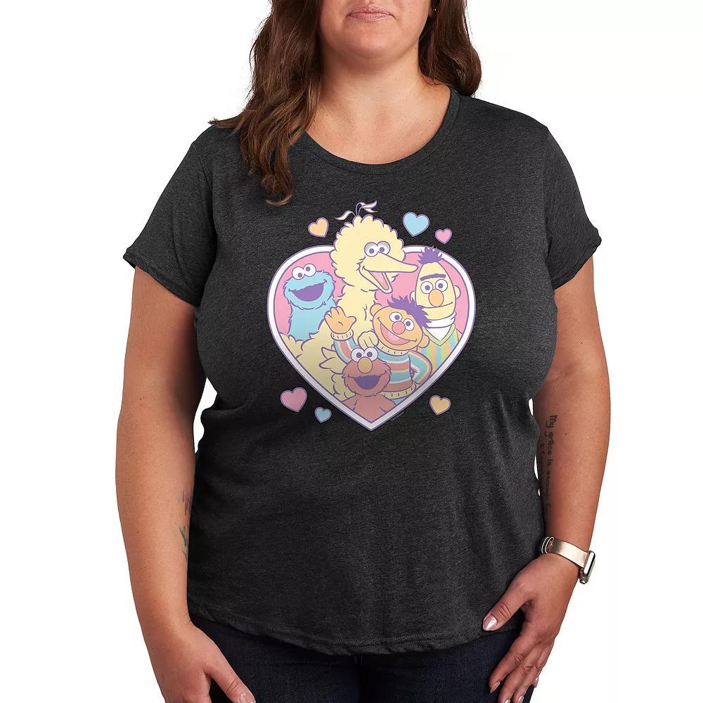 Plus Sesame Stree Group Heart Graphic Tee, Women's,  Product Image