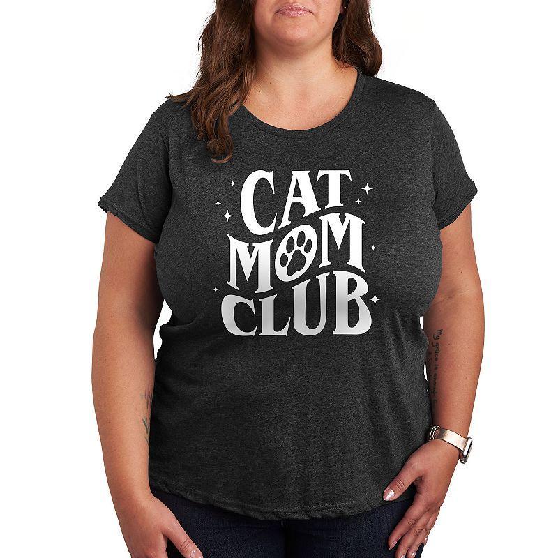 Plus Cat Mom Club Graphic Tee, Women's, Size: 3XL, Heather Grey Product Image