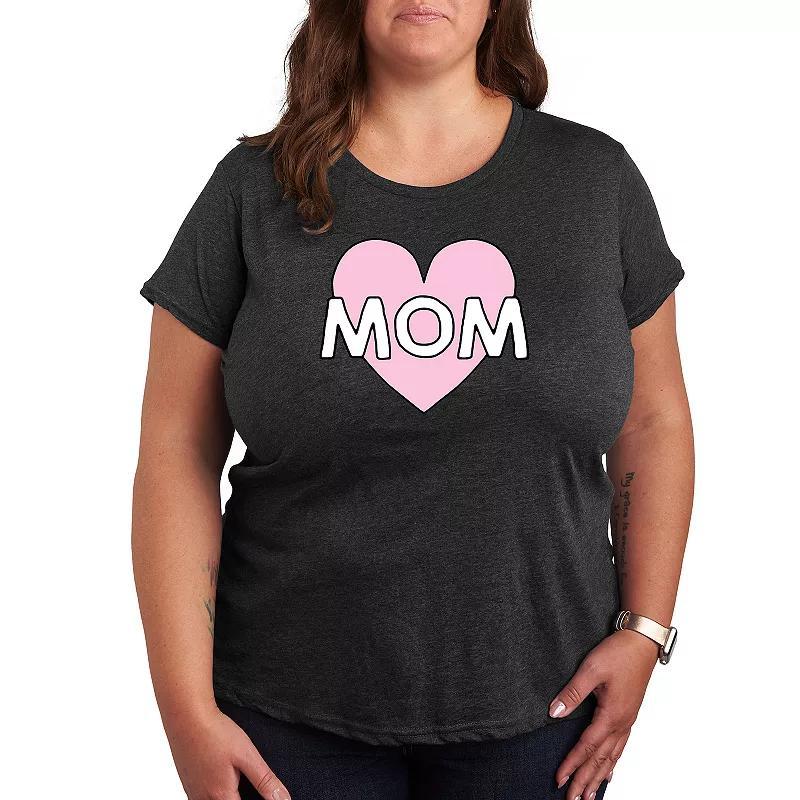 Plus Mom Heart Graphic Tee, Women's, Size: 2XL, Grey Gray Product Image