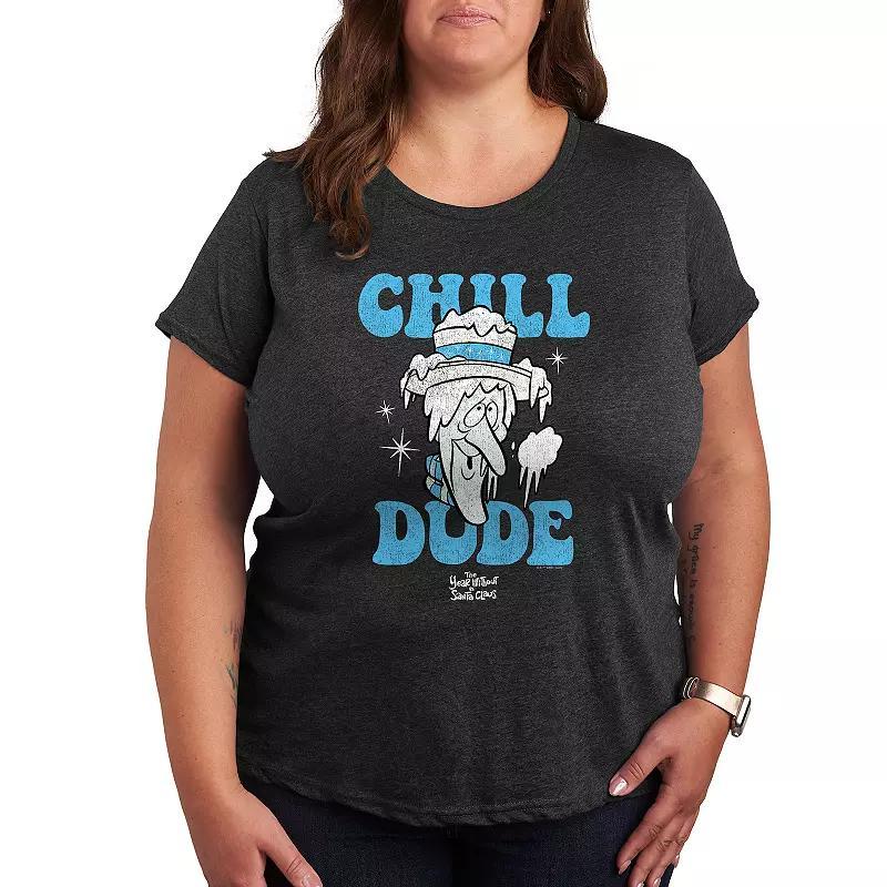 Plus The Year Without Santa Claus Snow Miser Chill Dude Graphic Tee, Women's, Size: 4XL, Heather Grey Product Image