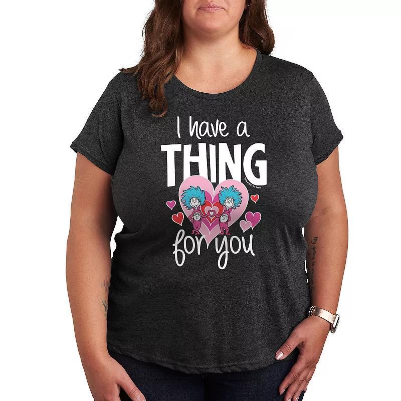 Plus Size Dr. Seuss I Have A Thing For You Graphic Tee, Women's, Size: 3XL, Grey Blue Product Image