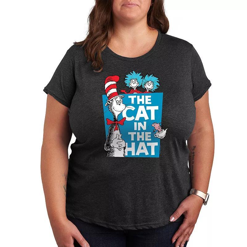 Plus Dr. Seuss Cat In The Hat Graphic Tee, Women's, Size: 2XL, Heather Grey Product Image