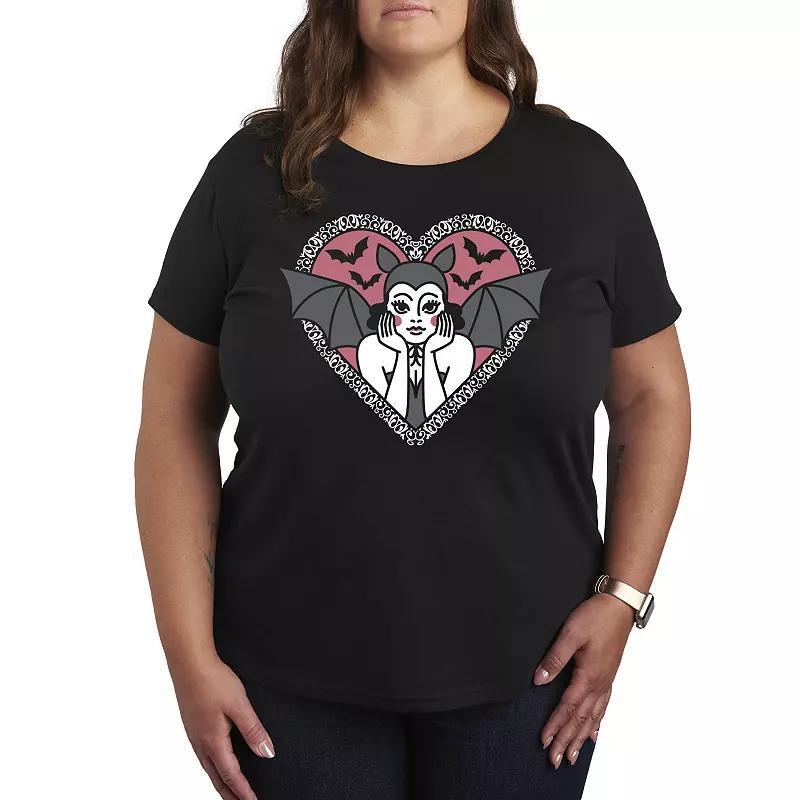 Plus Size Bat Pinup Graphic Tee, Womens Product Image