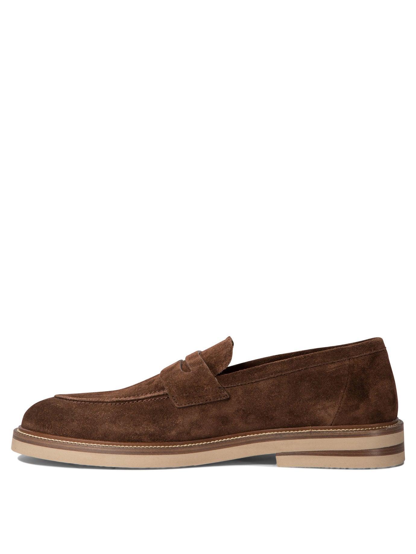 BRUNELLO CUCINELLI Suede Penny Loafers In Brown Product Image