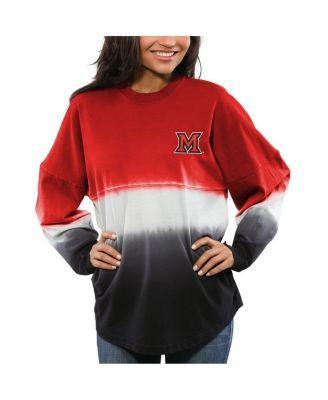 Womens Red Miami University RedHawks Ombre Long Sleeve Dip-Dyed Spirit Jersey Product Image